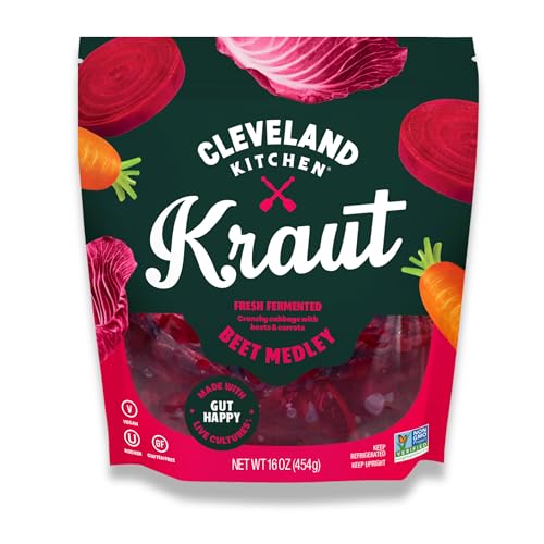 Cleveland Kitchen Beet Red Kraut - Lightly Fermented Vegetables, Fresh & Crunchy Sauerkraut with...