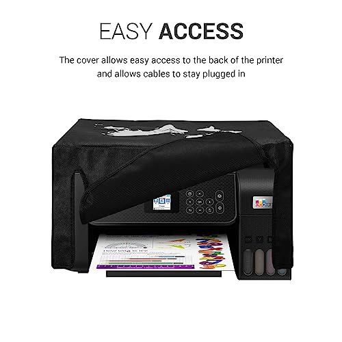 kwmobile Dust Cover Compatible with Epson EcoTank ET-2850 / EcoTank ET-2856 / Home XP-5200, Printer Case, White/Black - Image 2