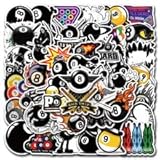 Billard Aufkleber 50 Stück Wasserdichte Trendy Cartoon Billard Sport Sticker für Wasserflasche Laptop Skateboard Gepäck Handy Auto Fahrrad Computer,Vinyl Funny Ball Stickers für Teenager Erwachsene