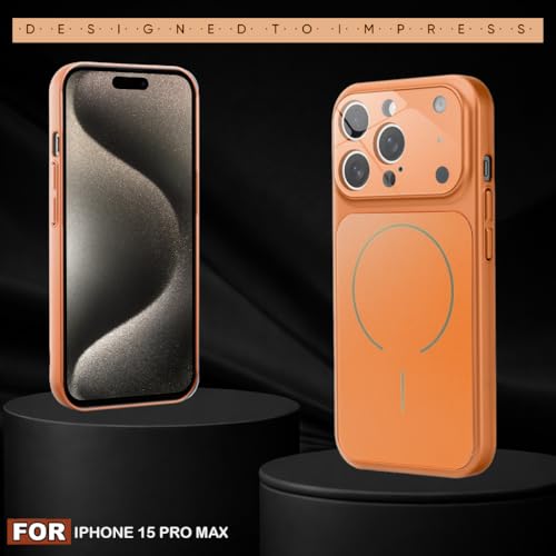 Image of SHINESTAR iPhone 15 Pro Max Case - Premium Shockproof Protective Cover, Wireless Charging Compatible, Slim & Durable Luxury Back Cover with Camera Protection (Orange)