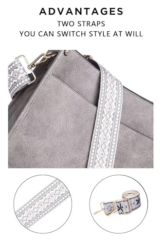 Image of AUYOCO Vegan Leather Crossbody Bags for Women, Crossbody Purse with Guitar Strap Zipped Pockets Handbag Shoulder Bag