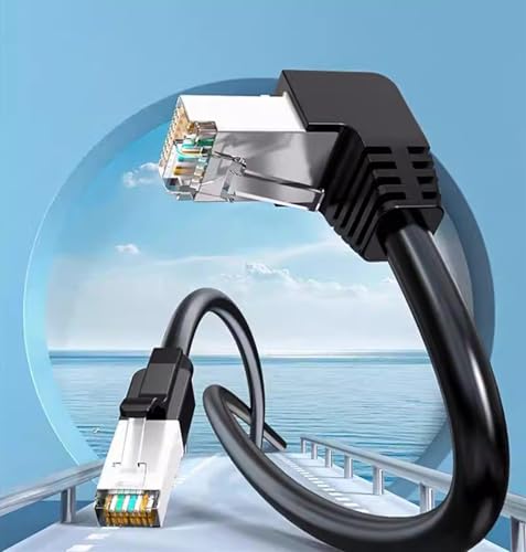 Cable Ethernet Cat6A 3.1ft 2 piezas con ángulo 90° RJ45 miniatura 3