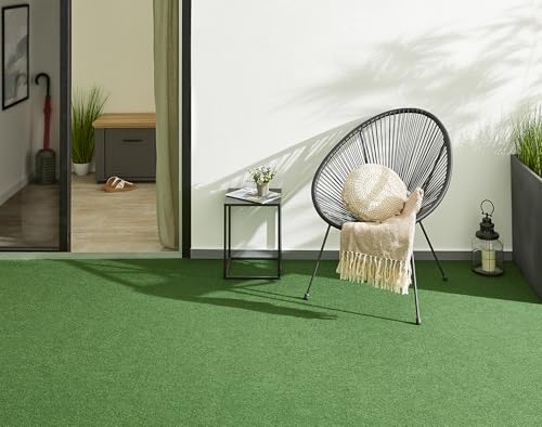 Misento Kunstrasen Outdoor Teppich - wetterfester Rasenteppich für Balkon, Terrasse & Garten - leicht zu verlegen - 200 x 100 cm, Grün