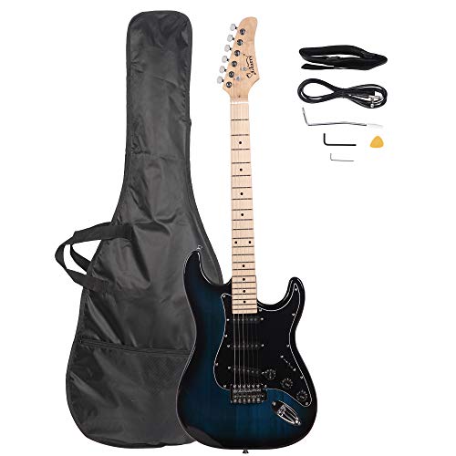 Bonnlo 39' Full Size Electric Guitar for Music Lover Beginner with Accessories Pack Guitar Bag (Dark Blue)