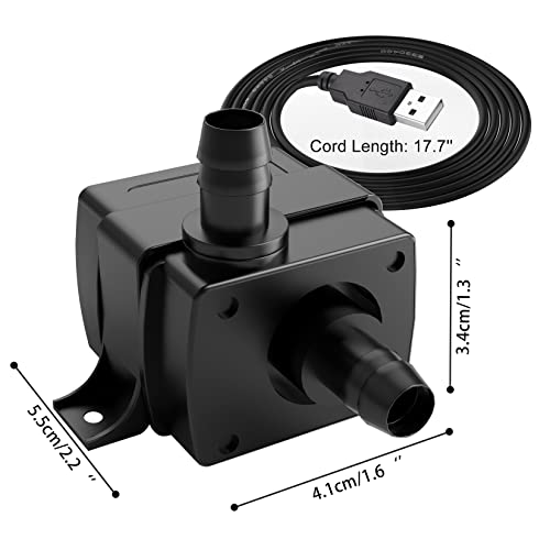 Mini Submersible Water Pump Quiet Usb Fountain Pump, Electric Brushless Fountain Pump, Powerful Water Pumps For Aquarium Fish Tank, Pond, Fountain, Hydroponics (Usb Mini Pump) #TOP1