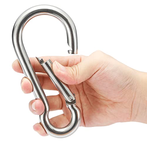 Image of sprookber Stainless Steel Spring Snap Hook Carabiner - 304 Stainless Steel Clips, Set of 6