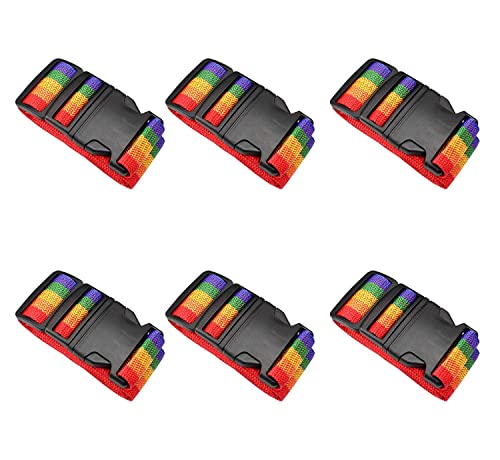 6 pcs Sangles pour Bagages Colorés,Sangle pour Bagages Réglable,pour Fermer la Valise Pendant Le Voyage et Marquage des Bagages, pour Sécurité des valises Bretelles