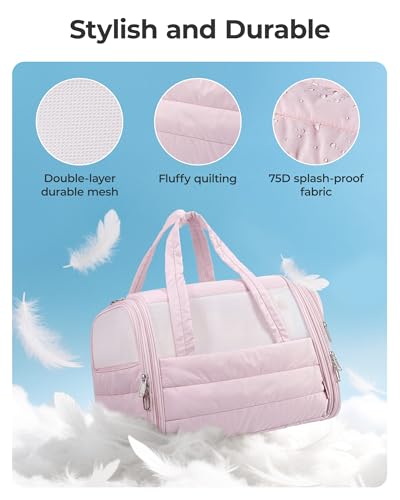 BAGSMART Cat Carrier: Soft-Sided Pet Carrier for Small Medium Cats Dogs Puppy Quilted Collapsible Puffy Travel Bag Up to 20 Lbs Pink - Image 6