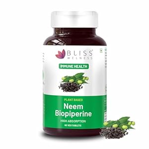 Neem Biopiperine, Skin Care Acne Control, High Absorption, Immunity & Pimple Care Supplement – 60 Veg Tablets