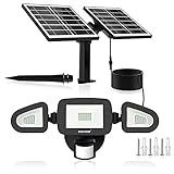 PIR Außenstrahler: Bewegungssensor schaltet LED Strahler automatisch ein, wenn er die Aktivität erfasst, schützt Sie und Ihre Familie. Stellen Sie nach Ihrem Wunsch Ihren eigene Beleuchtungszeit und Erfassungsbereich ein. Stellen Sie die Zeit auf 45S/90S/180S und das Licht schaltet entsprechende Zeit ein, wenn eine Bewegung nachts erkannt wird. Testmodus(10S): Zum Justieren und Testen von Leuchten. Der Erfassungsabstand lässt sich von 5M bis 12M durch 3 Schiebeschalter einstellen.