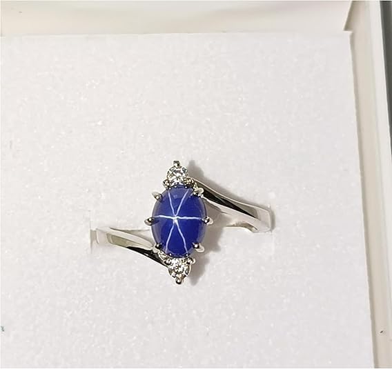 Blue Lindy Star Sapphire Ring Prong Setting Ring 6 Ray Lindy Star Rings For Mother's Engagement Rings 925 Sterling Silver September Birthstone2