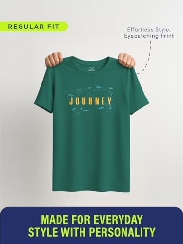 Image of Nobero Men's Regular Graphic Printed T-Shirt for Men | Soft Cotton | Classic Fit | Printed Casual Tshirt for Men