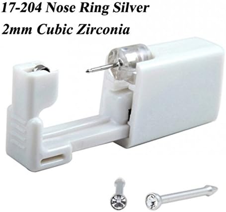 Disposable Sterile Ear Nose Piercing Kit Tool Stud Safety Portable Nose Piercing Kit (Nose Silver White)