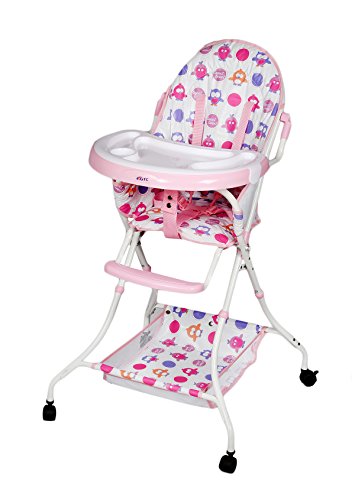 Image of ITN-8013 Foldable Baby Dining High Chair with Wheel (Pink)