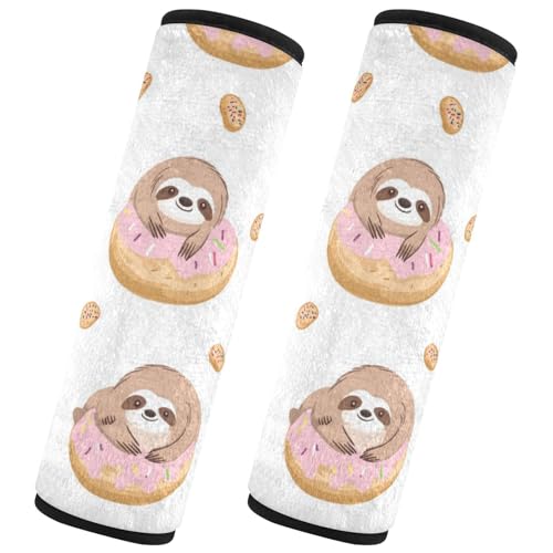 Seat Belt Covers 2 Pack Cute Sloths Car Seat Strap Covers Super Soft Floating Donut Car Seat Neck Cover for Boys Girls Adults Babies M