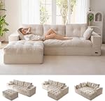 MAXYOYO 104" L Canapé de section modulaire en forme avec un canapé ottoman, sans os tufté avec un coussin en couches, un canapé combiné de module flexible rembourré, sans assemblage, beige