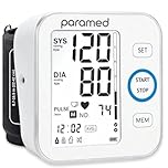 Blood Pressure Monitor by Paramed: Accurate Automatic Upper Arm Bp Machine & Pulse Rate Monitoring Meter with Cuff 22-40cm,120 Sets Memory, LCD - Device Bag & 4AAA Included