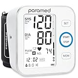 Paramed Blood Pressure Monitor Accurate Automatic Upper Arm Bp Machine & Pulse Rate Monitoring Meter with Cuff 22-40cm,120 Sets Memory, LCD - Device Bag & 4AAA Included