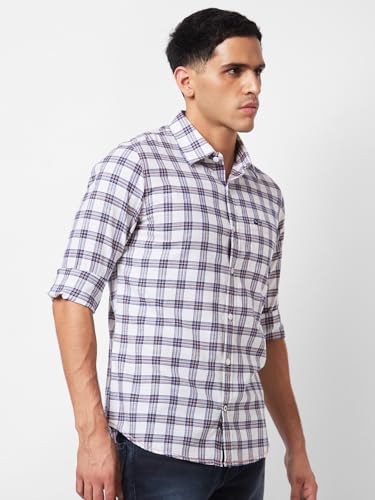 Image of Spykar Men's Regular Fit N /A Full Sleeve Checked Casual Shirts