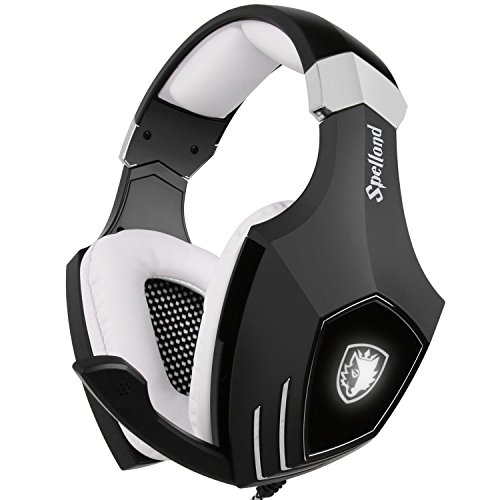SADES Casque audio stéréo de gaming USB avec micro contrôle du volume et réduction du bruit et respiration pour PC Gamers A60S/OMG White Black A60/OMG Black White- USB Version
