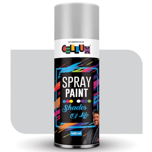 Cellux 2X Ultra Cover Silver Spray Paint | DIY Quick Drying with Premium Gloss Finish for Metal Wood Wall & other Surfaces - 400 ML