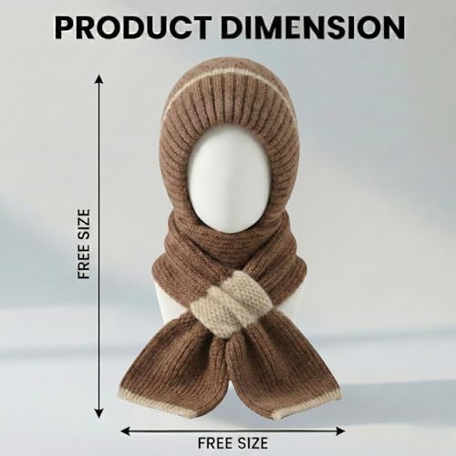 Image of Kraptick Women's Winter Cap and Scarf Set - Thick Fleece Lined Knitted Beanie Hat and Neck Warmer Muffler for Ladies, Stretchable & Soft Woolen Snow Proof for Extreme Cold -5