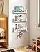 Maxpeuvon Nursery Bookshelves Set of 3, Natural Wood Nursery Floating Shelves Wall Mount Storage Shelf with Towel Bar Hainging Bookshelf for Kids Room Bedroom Living Room Decor, White