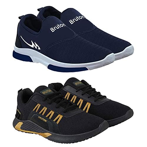 BRUTON Men Latest Collection Sports Running Shoes - Pack of 2 (Numeric_8) Blue- Black (B0C5M3NM4Q) Amazon Price History, Amazon Price Tracker