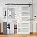 ALAMEDADT 36'' x 84'' Glass Barn Door and 6.6 Ft Hardware Kit Included, MDF White Barn Door Slab with Frosted Glass, PVC Surface, Combined with Handle and Floor Guide-Assembly Required, White