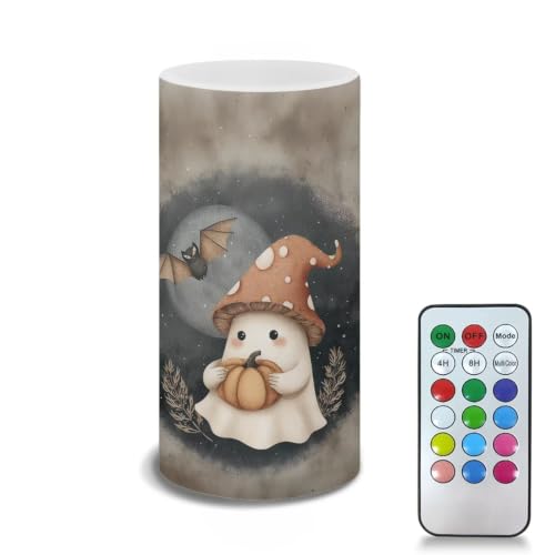 Image of Halloween Ghost Flickering Flameless Candles with Remote Timer