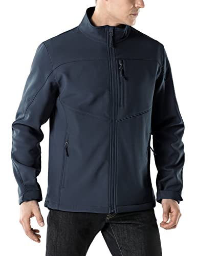 Tsla Men's Full-Zip Softshell Winter Jacket, Waterproof Fleece Lined Athletic Jacket, Outdoor Sport Windproof Jackets, Active Navy, Medium #TOP17