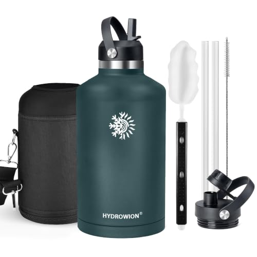 Image of 128oz Insulated Water Bottle, Triple Wall Vacuum Stainless Steel Bottle, 48H Cold & 24H Hot, Leak-Proof BPA-F Jug with Straw & Spout Lids for Sports & Outdoor