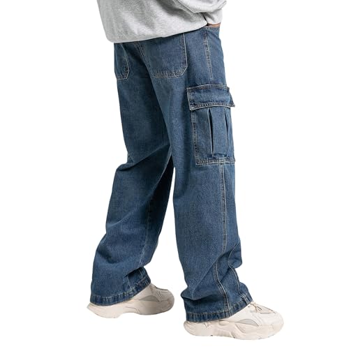 Men's Baggy Jeans Y2K Vintage Cargo Pants with Pocket Straight Leg Pants Fit Skateboard Streetwear4