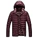 Abrigo de invierno Espesar Chaqueta Hombres Con Capucha Alargar Parka Abrigo Abajo Abrigo Juventud Delgado, rojo vino, L