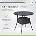 Juskys Polyrattan Gartentisch Yoro wetterfest - Balkontisch Ø 80 cm rund - Rattan Beistelltisch mit Glasplatte - Kleiner Tisch für Balkon - Schwarz