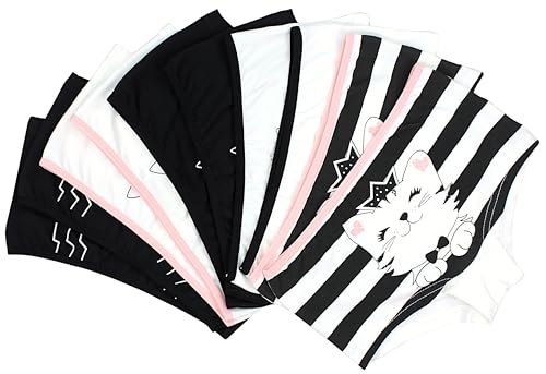 TupTam Unterhosen Mädchen Shorts 10er Pack - Bequeme Unterwäsche für Mädchen aus Baumwolle, Farbe: Shorts Katzen Creme Schwarz, Größe: 128-134