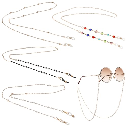Yewseas 4 PCS Cadena Para Gafas De Sol Y De Lectura 2 En 1, Correa Para Máscara, Cadena Para Señoras En Acero Inoxidable Con, Elegante Y Práctica