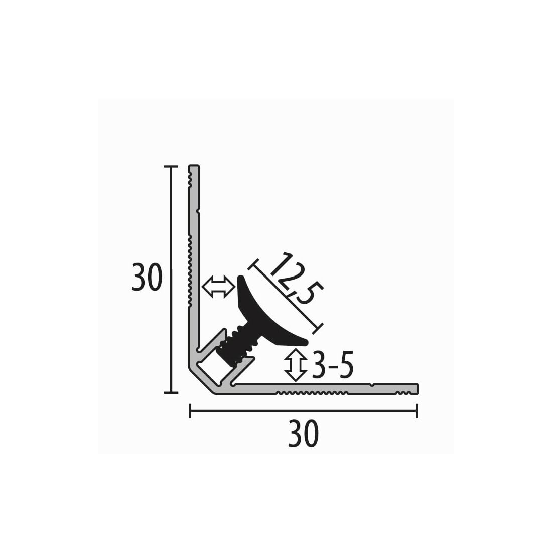 Wandprofil 30 x 30 x 2600 mm Einfasshöhe 3-5 mm Clip Innenecke Aluminium eloxiert Glatt Winkelprofil Ungebohrt Metallprofil Silber Glanz Verbindungsprofil Küberit