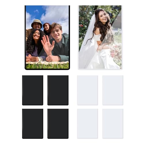 Rieoany 10 Hojas Foto Iman Nevera MagnéTicas Foto Mini PP Marcos PequeñOs Para Mostrar Fotos, Organizar, Etiquetar Documentos Y Personalizar, Blanco Negro
