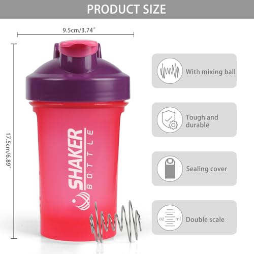 Shaker 400ml portable rose avec bouteille mélangeuse de 414ml