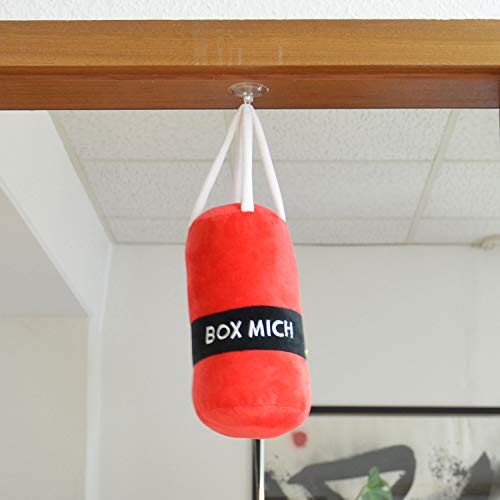 Kögler 75598 - Stress Boxsack, ca. 36,5 x 12 cm, rot-weiß, aus Plüsch mit Saugnapf zum Befestigen, Schlaggeräusche bei Treffern, ideal zum Stress- und Aggressionsabbau