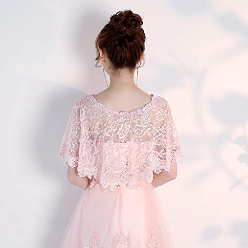 Wedding Shawl Womens Summer Sunscreen Floral Lace Cape Wrap Crochet Sheer Pleated Wedding Brid, Black3