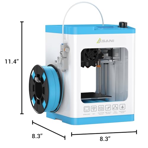 Image of Fully Assembled Mini 3D Printer for Kids and Beginners, Complete Starter Kit, Auto Leveling 3D Printing Machine, PLA Filament, SD Card, WiFi, MAC Windows Linux (Blue (Upgraded Tina2 Plus Version))