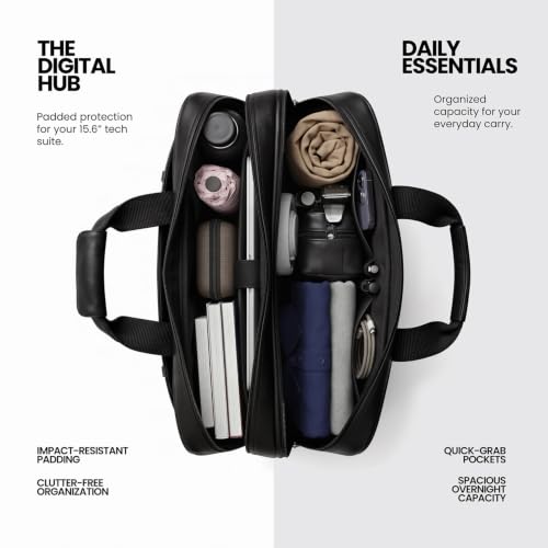 Image of FATMUG Messenger Bag - 15.6 inch Laptop Office Tech Shoulder & Handbag - Bottom Expandable