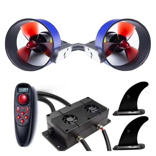 YHMMYSHX 12~24V Underwater Thruster with Total 14KG Thrust Brushless Motor with 100A ESC/Remote Control Fin Mount Base for ROV Boat for Inflatable,Paddle Boards,Fishing Boats(Model B)
