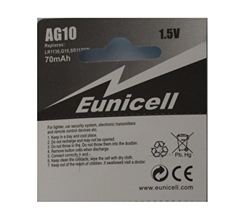 Eunicell Set Of 100 Button Cells Ag10 Lr54 Lr1130 L1131 Sr1130W 389 G10-1.5 Volt #TOP2