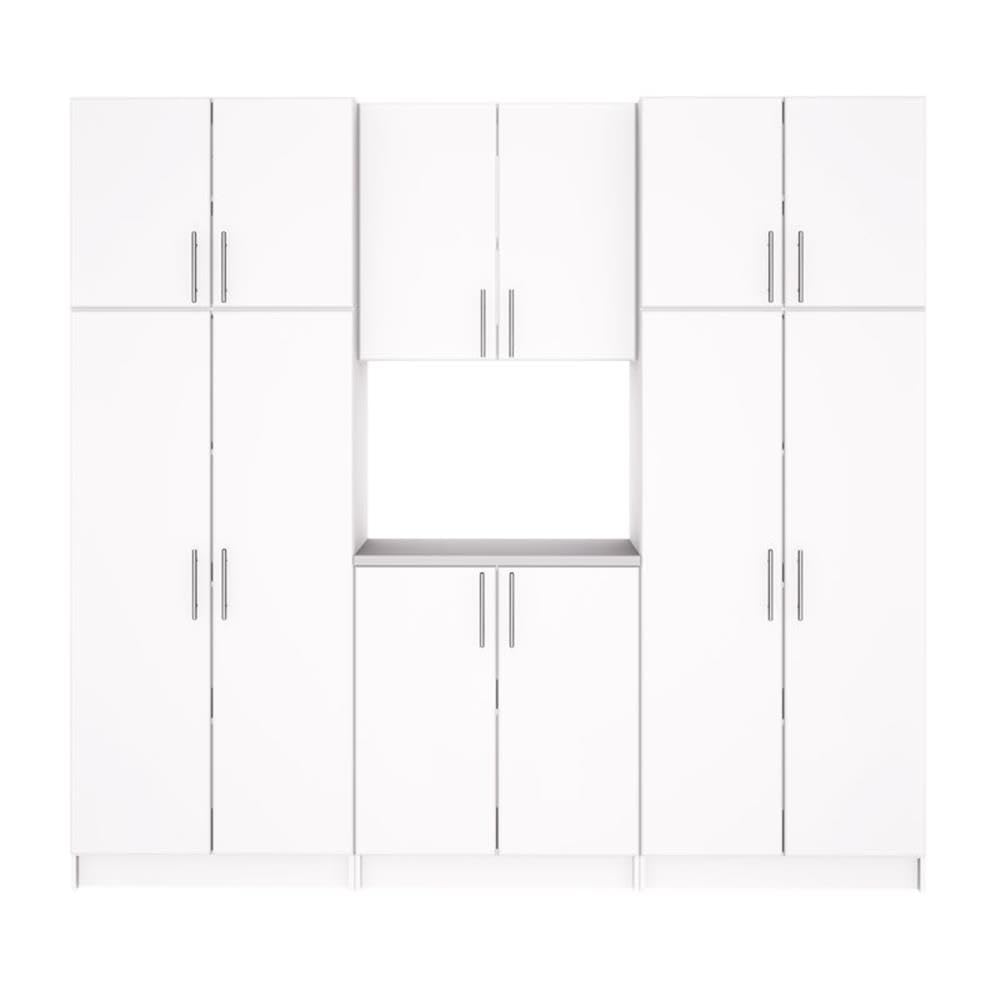 Prepac Elite Functional 6-Piece Garage Cabinets and Storage System Set I, Simplistic Garage Closet Shop Cabinets 16" D x 96" W x 89" H, White, WRSX-1018-6M
