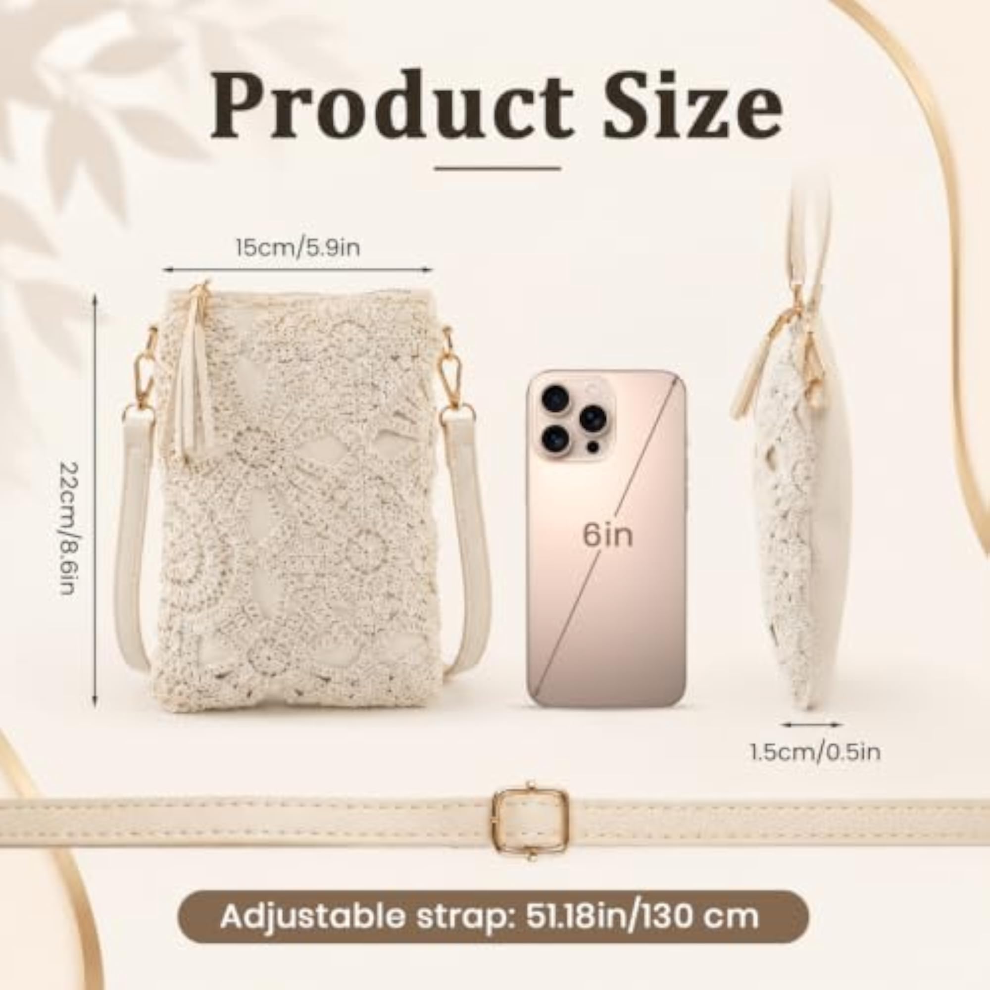 Small Crossbody Bag PU Leather Crochet Purse