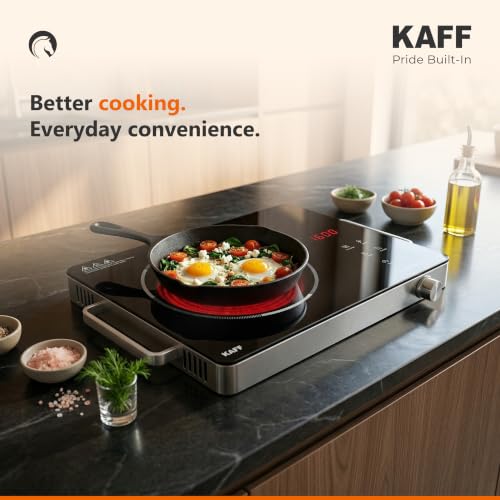 Image of KAFF Infrared Induction Cooktop 2200W | Black | Touch Control | Crystal Glass Surface | 3 Cooking Functions with Barbeque | Works with All Cookware | Fast Heating | Energy Efficient | Portable | TIR36