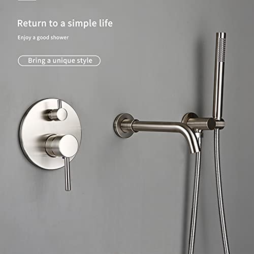 Grifo de baño de pared con desviador y manguera para duchas relajantes 3